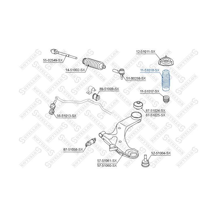 Apsauginis dangtelis/gofruotoji membrana, amortizatorius STELLOX 11-51018-SX