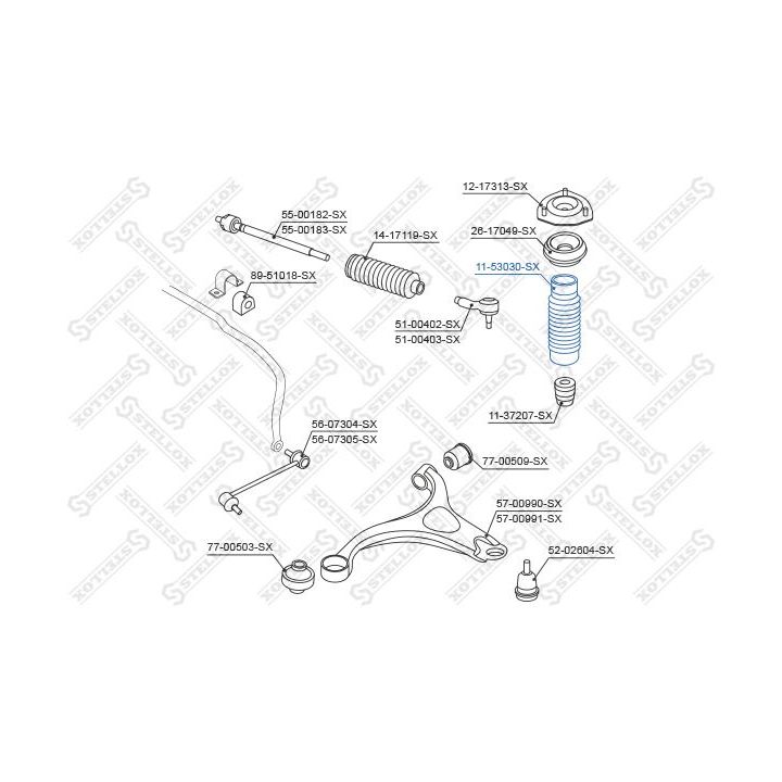 Apsauginis dangtelis/gofruotoji membrana, amortizatorius STELLOX 11-53030-SX