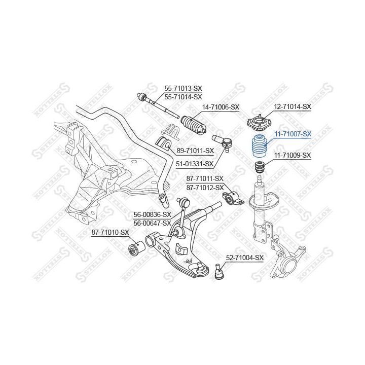Apsauginis dangtelis/gofruotoji membrana, amortizatorius STELLOX 11-71007-SX