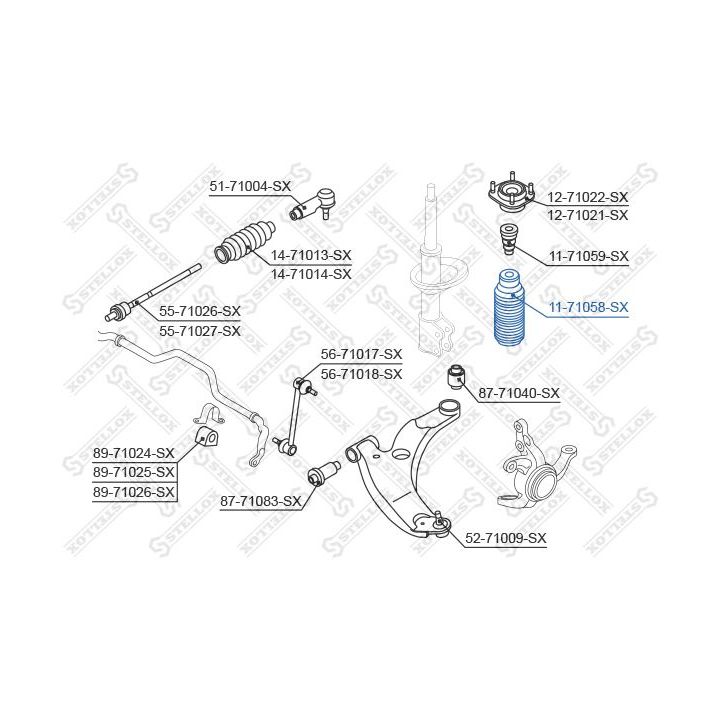 Apsauginis dangtelis/gofruotoji membrana, amortizatorius STELLOX 11-71058-SX