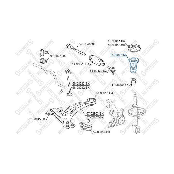 Apsauginis dangtelis/gofruotoji membrana, amortizatorius STELLOX 11-98017-SX