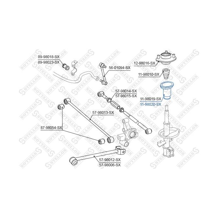 Apsauginis dangtelis/gofruotoji membrana, amortizatorius STELLOX 11-98020-SX