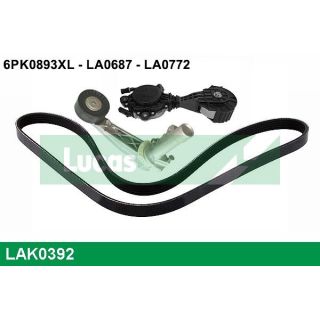 V formos rumbuotas diržas, komplektas LUCAS LAK0392