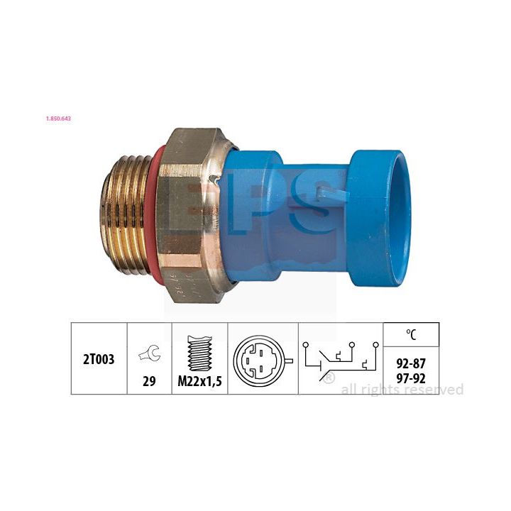Temperatūros jungiklis, radiatoriaus ventiliatorius EPS 1.850.643