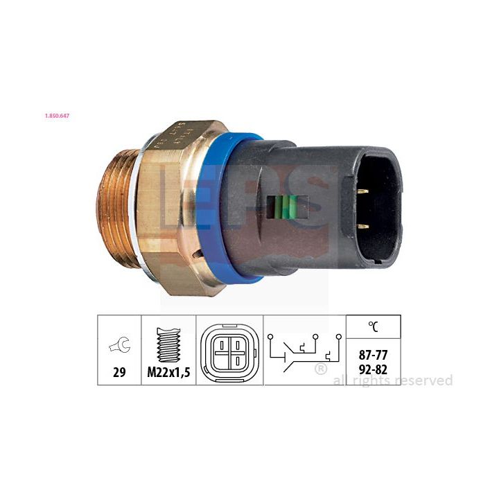 Temperatūros jungiklis, radiatoriaus ventiliatorius EPS 1.850.647