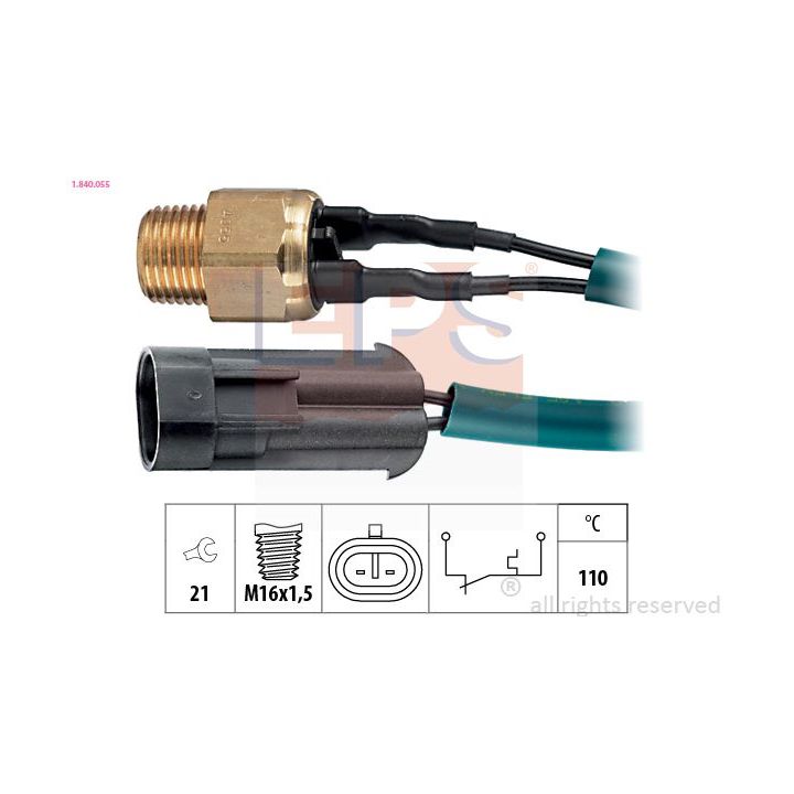 Temperatūros jungiklis, aušinimo skysčio įspėjimo lemputė EPS 1.840.055