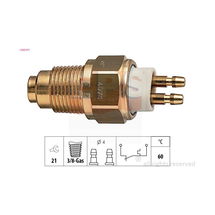 Temperatūros jungiklis, aušinimo skysčio įspėjimo lemputė EPS 1.840.071