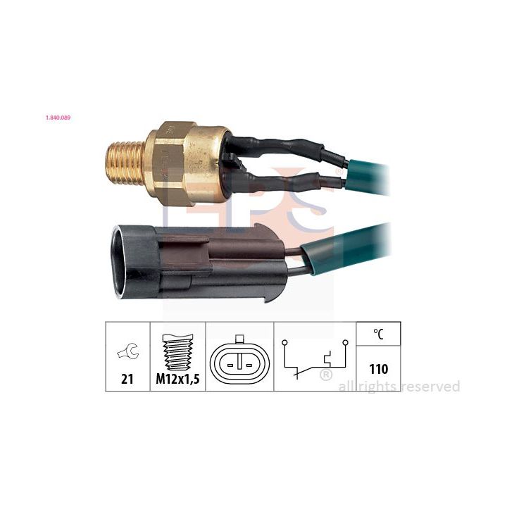 Temperatūros jungiklis, aušinimo skysčio įspėjimo lemputė EPS 1.840.089