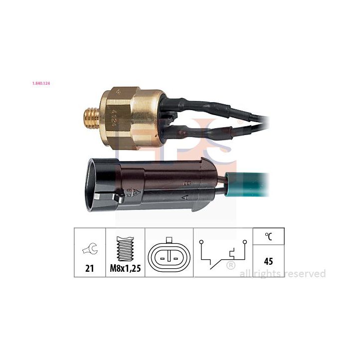Temperatūros jungiklis, aušinimo skysčio įspėjimo lemputė EPS 1.840.124