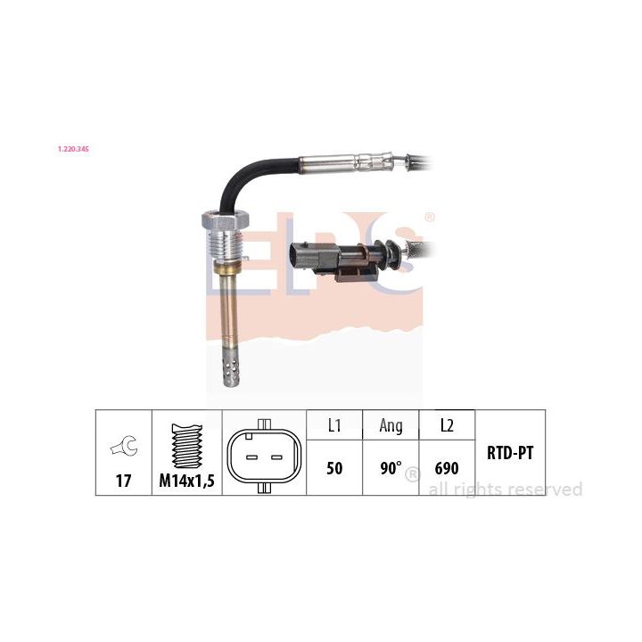 Jutiklis, išmetamųjų dujų temperatūra EPS 1.220.345