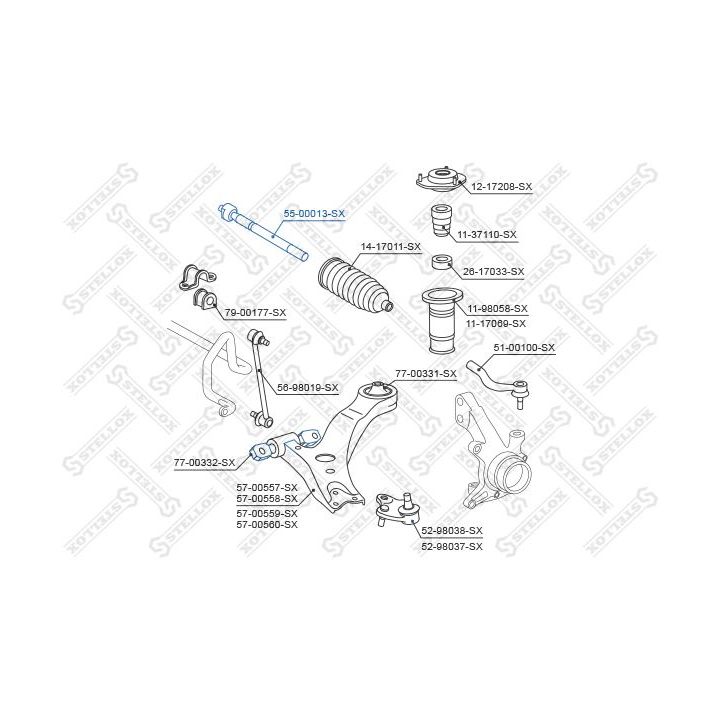 Vidinė skersinė vairo trauklė STELLOX 55-00013-SX
