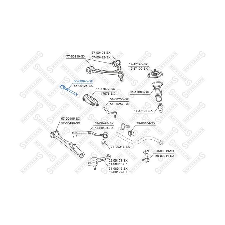 Vidinė skersinė vairo trauklė STELLOX 55-00045-SX
