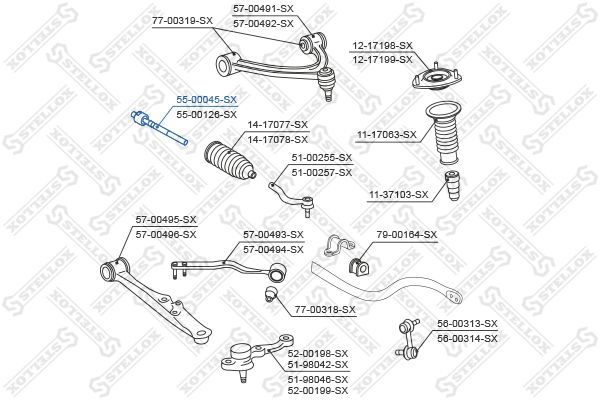 Vidinė skersinė vairo trauklė STELLOX 55-00045-SX