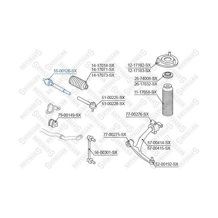 Vidinė skersinė vairo trauklė STELLOX 55-00120-SX