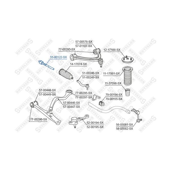 Vidinė skersinė vairo trauklė STELLOX 55-00122-SX