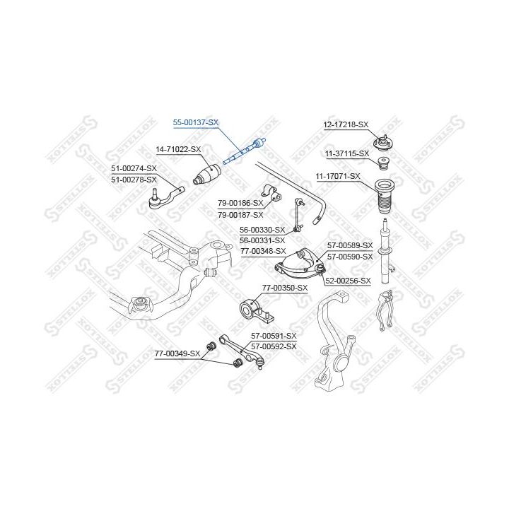 Vidinė skersinė vairo trauklė STELLOX 55-00137-SX