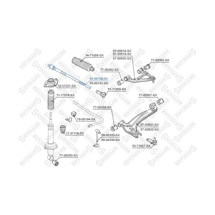 Vidinė skersinė vairo trauklė STELLOX 55-00139-SX