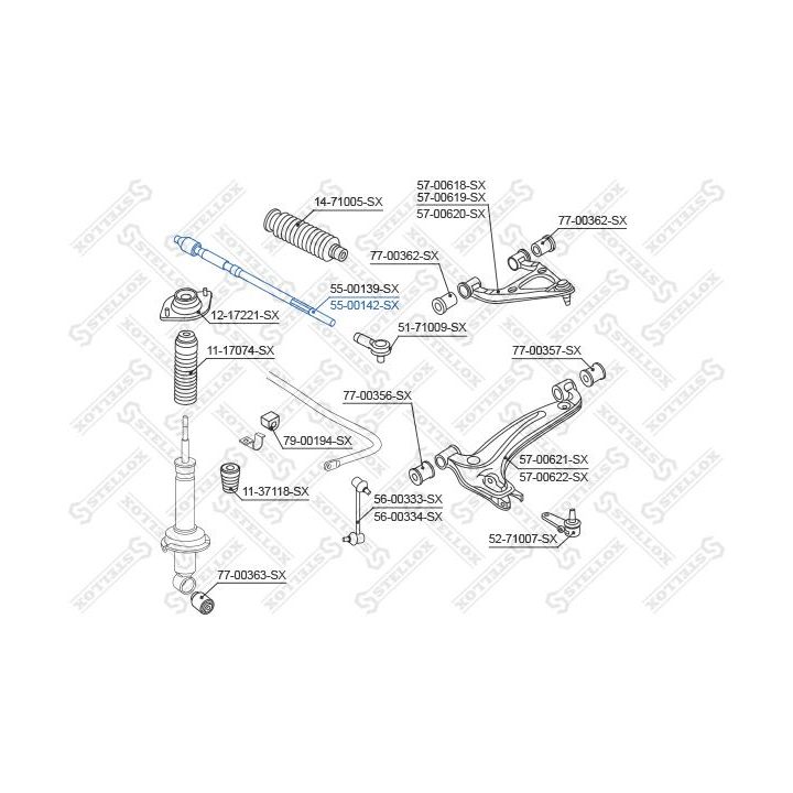 Vidinė skersinė vairo trauklė STELLOX 55-00142-SX