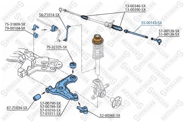 Vidinė skersinė vairo trauklė STELLOX 55-00143-SX