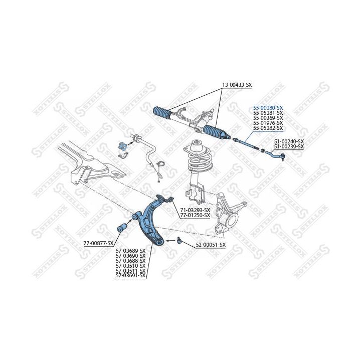 Vidinė skersinė vairo trauklė STELLOX 55-00280-SX