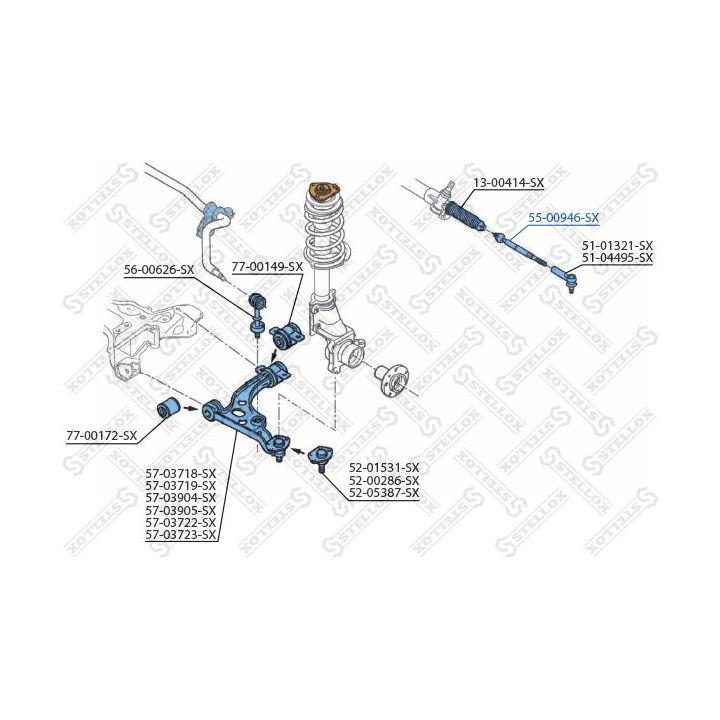 Vidinė skersinė vairo trauklė STELLOX 55-00946-SX