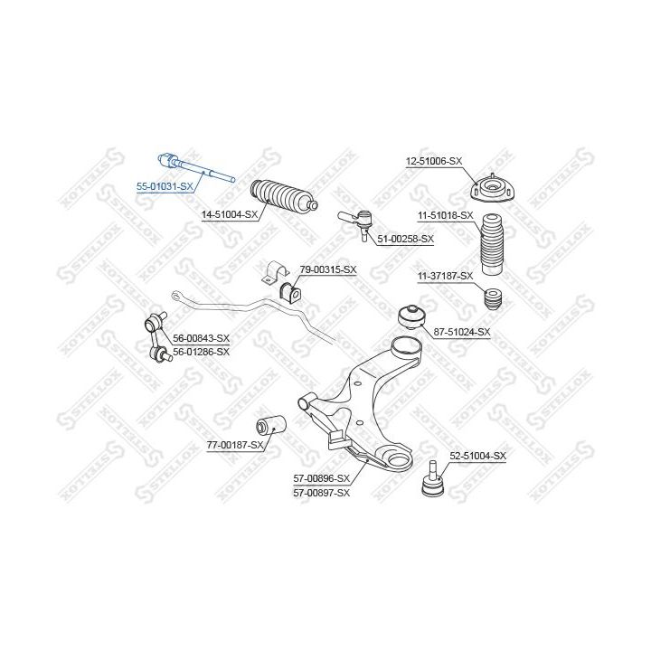 Vidinė skersinė vairo trauklė STELLOX 55-01031-SX