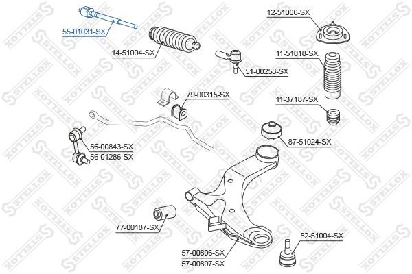 Vidinė skersinė vairo trauklė STELLOX 55-01031-SX