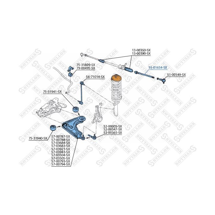Vidinė skersinė vairo trauklė STELLOX 55-01654-SX