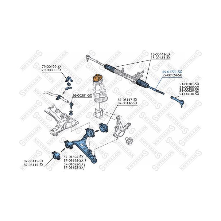Vidinė skersinė vairo trauklė STELLOX 55-01771-SX