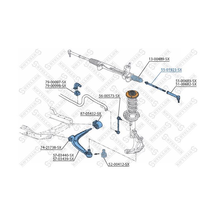 Vidinė skersinė vairo trauklė STELLOX 55-01923-SX