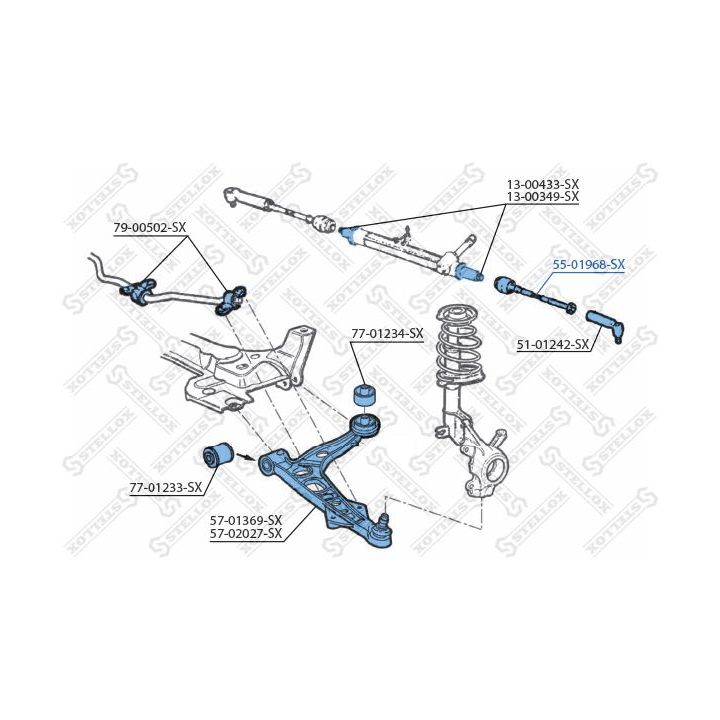 Vidinė skersinė vairo trauklė STELLOX 55-01968-SX
