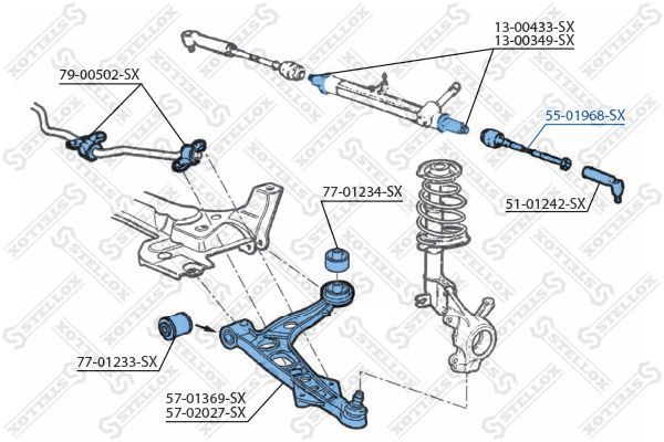 Vidinė skersinė vairo trauklė STELLOX 55-01968-SX