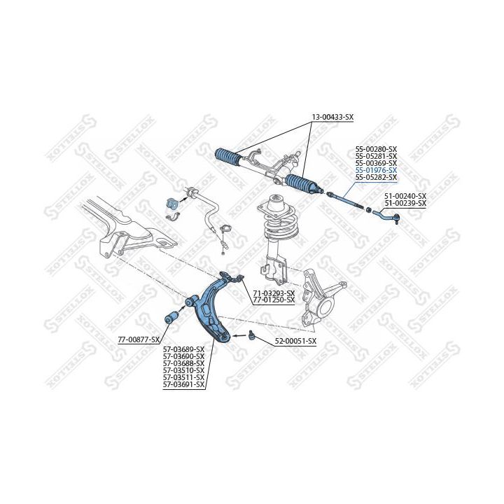 Vidinė skersinė vairo trauklė STELLOX 55-01976-SX