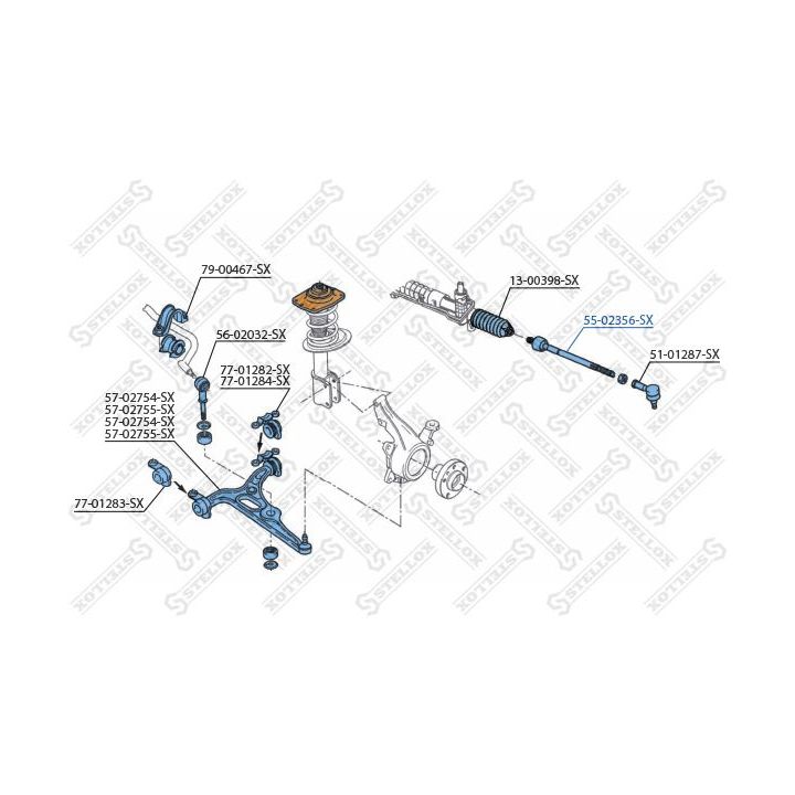 Vidinė skersinė vairo trauklė STELLOX 55-02356-SX