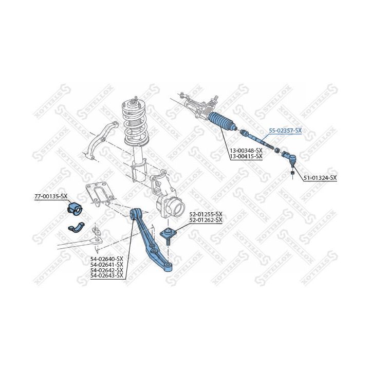 Vidinė skersinė vairo trauklė STELLOX 55-02357-SX