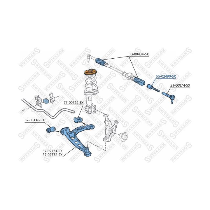 Vidinė skersinė vairo trauklė STELLOX 55-02490-SX