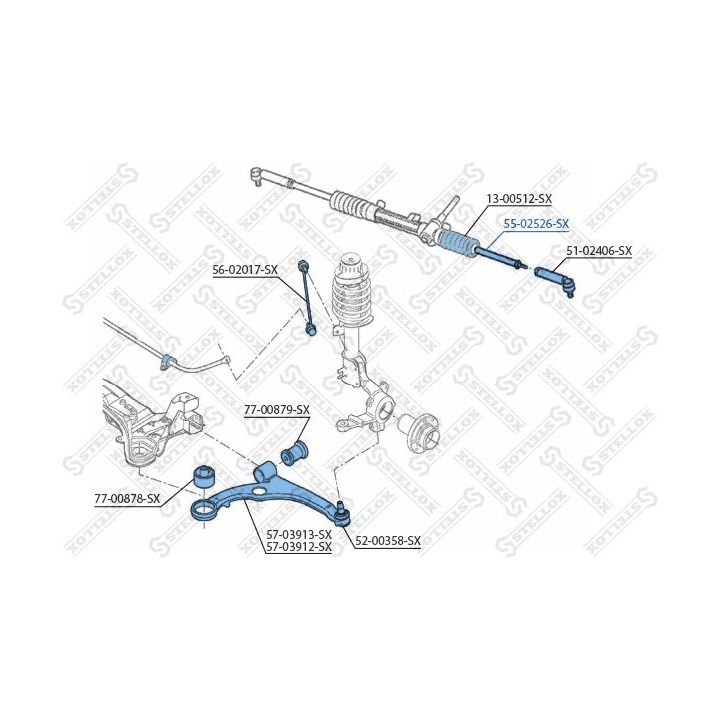 Vidinė skersinė vairo trauklė STELLOX 55-02526-SX