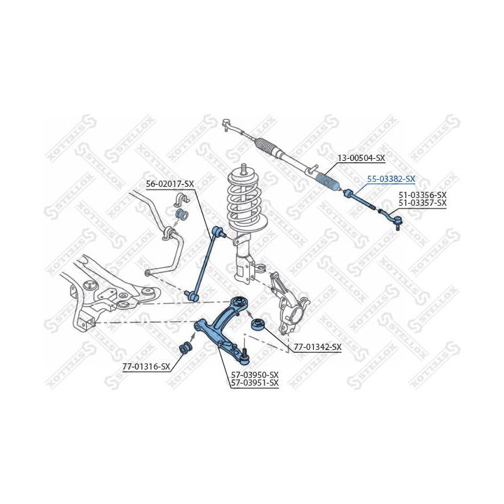 Vidinė skersinė vairo trauklė STELLOX 55-03382-SX