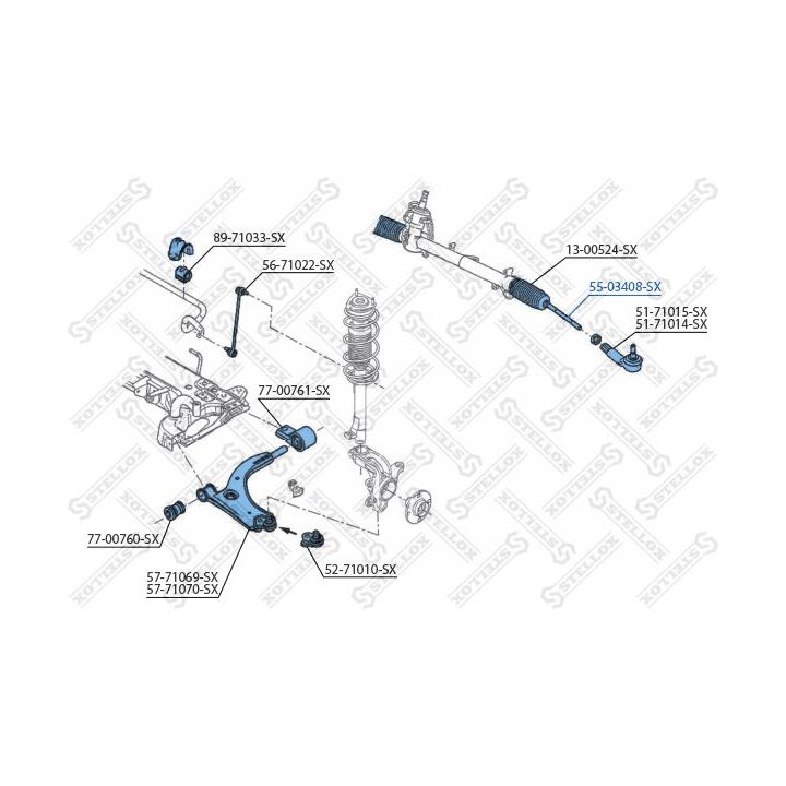 Vidinė skersinė vairo trauklė STELLOX 55-03408-SX