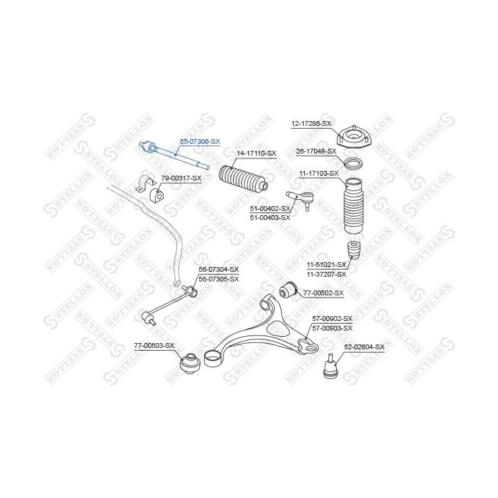 Vidinė skersinė vairo trauklė STELLOX 55-07306-SX