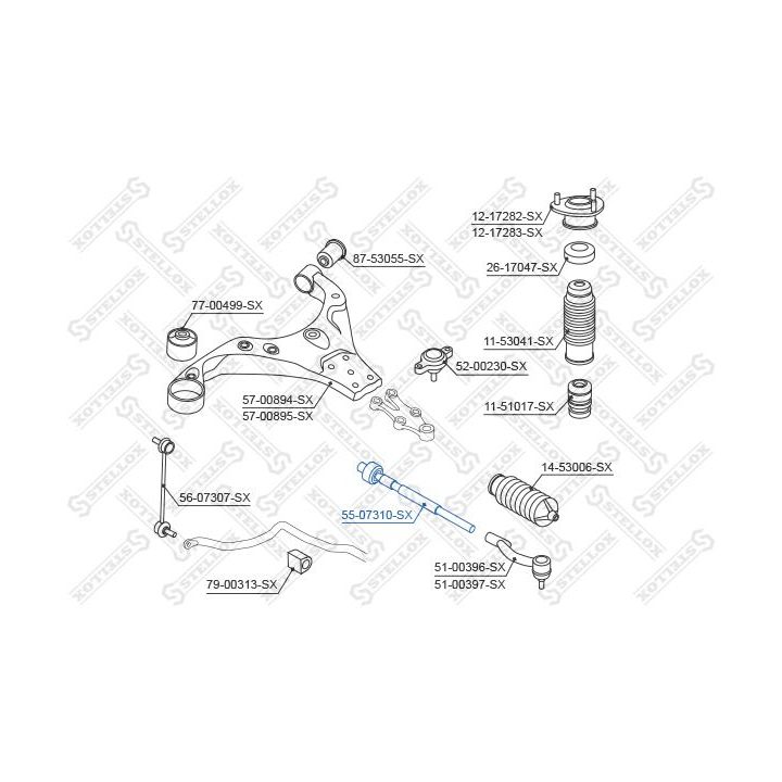 Vidinė skersinė vairo trauklė STELLOX 55-07310-SX