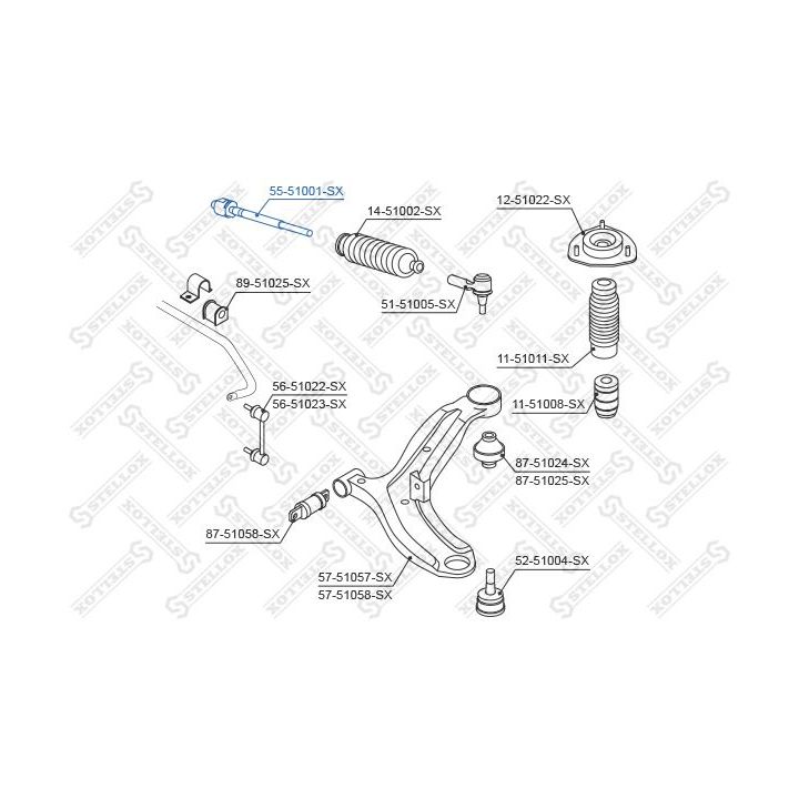 Vidinė skersinė vairo trauklė STELLOX 55-51001-SX