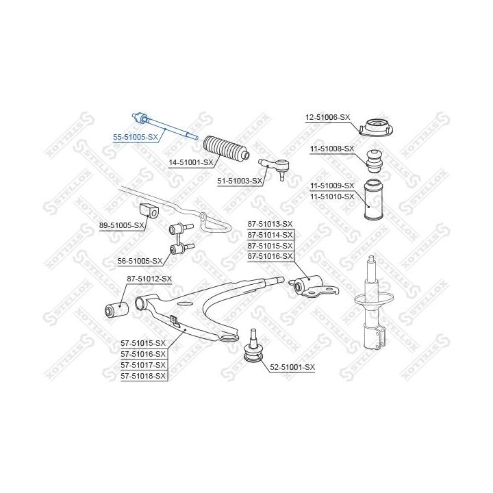 Vidinė skersinė vairo trauklė STELLOX 55-51005-SX