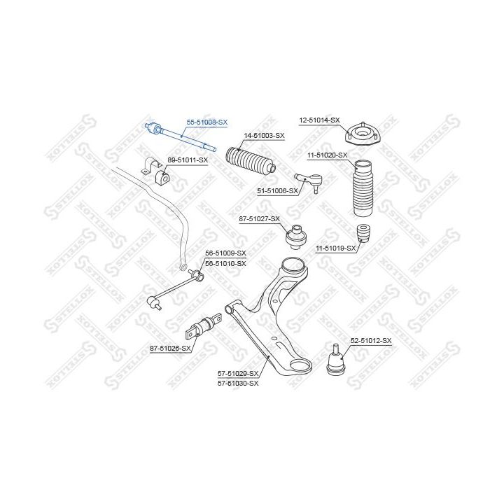 Vidinė skersinė vairo trauklė STELLOX 55-51008-SX