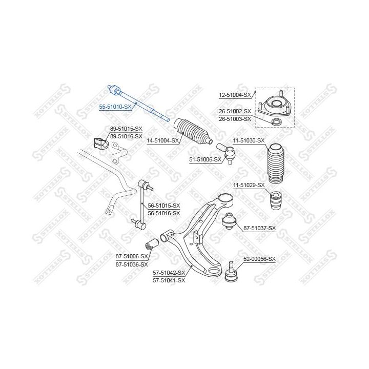 Vidinė skersinė vairo trauklė STELLOX 55-51010-SX