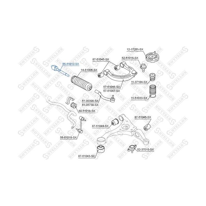 Vidinė skersinė vairo trauklė STELLOX 55-51012-SX