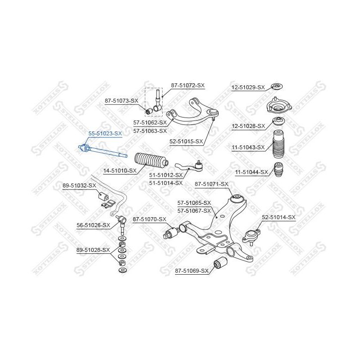 Vidinė skersinė vairo trauklė STELLOX 55-51023-SX