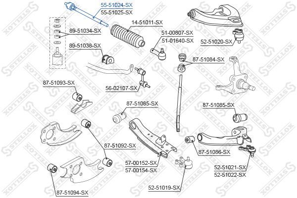 Vidinė skersinė vairo trauklė STELLOX 55-51024-SX