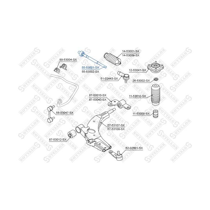 Vidinė skersinė vairo trauklė STELLOX 55-53001-SX