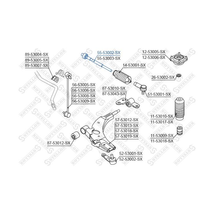 Vidinė skersinė vairo trauklė STELLOX 55-53002-SX